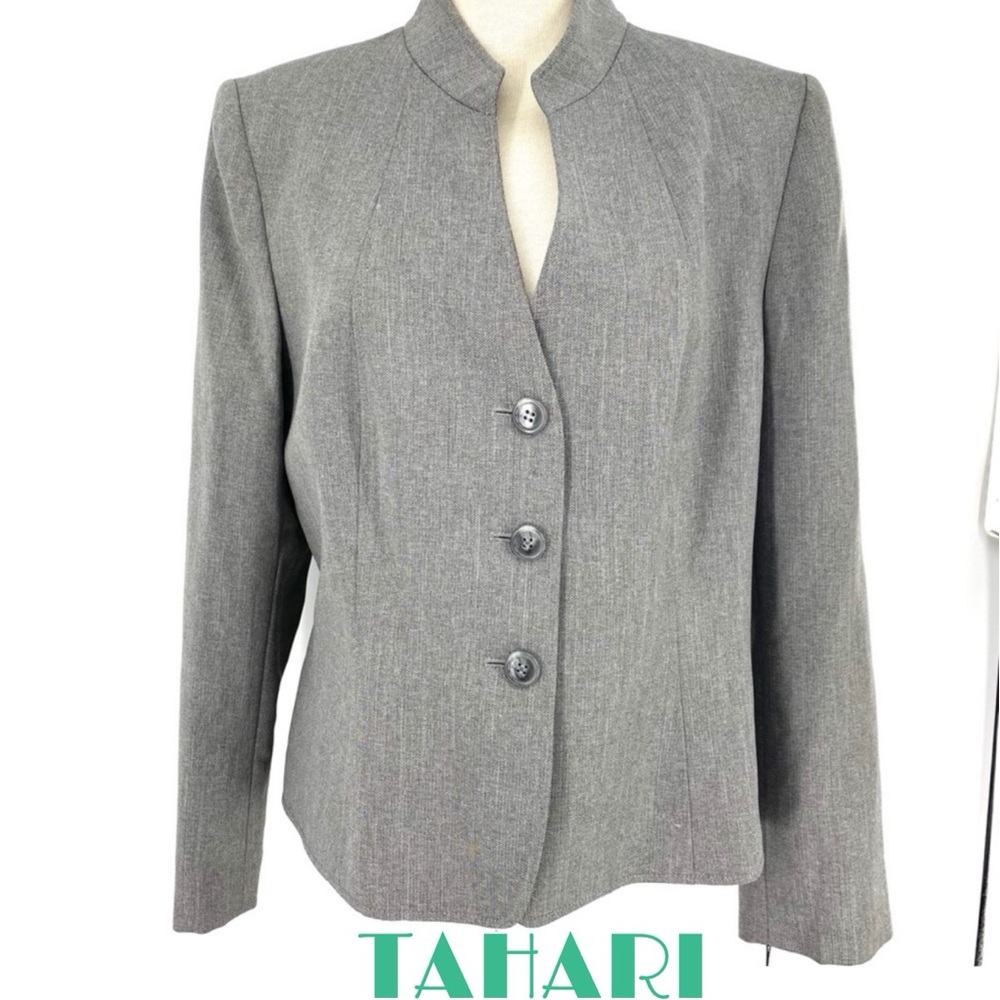 TAHARI Gray button-down suit jacket NWT